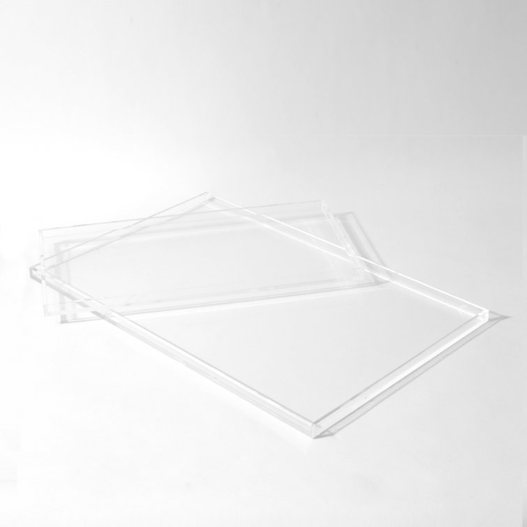 Small Clear Acrylic Double Pet Bowl Feeder with Silver Bowls - polymdrn