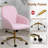 Velvet Home Office Chair with Gold Base and Wheels, Modern Makeup Vanity Chair, Height Adjustable Swivel Desk Chair for Living Room Bedroom Study Room, Pink-1165142552