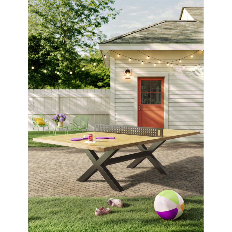 Outdoor Concrete and Wood Table Tennis Table with Net