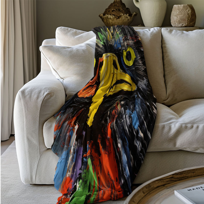 Artistic Animals - Couverture sherpa de qualité supérieure 1 pièce, Grand lit