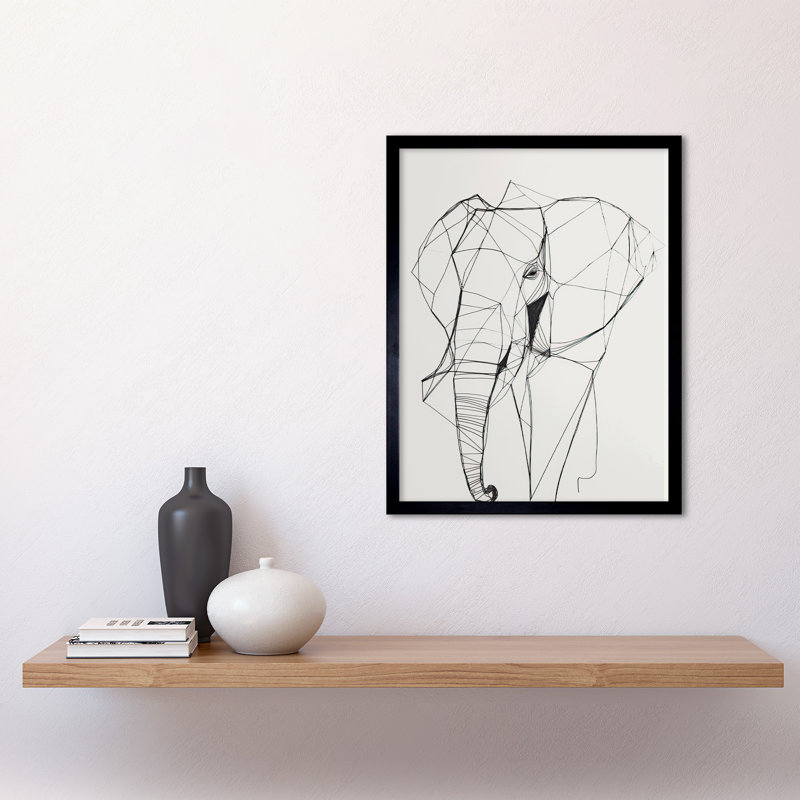 Elephant Simple Polygon Line Drawing Illustration - Single Picture Frame Print
