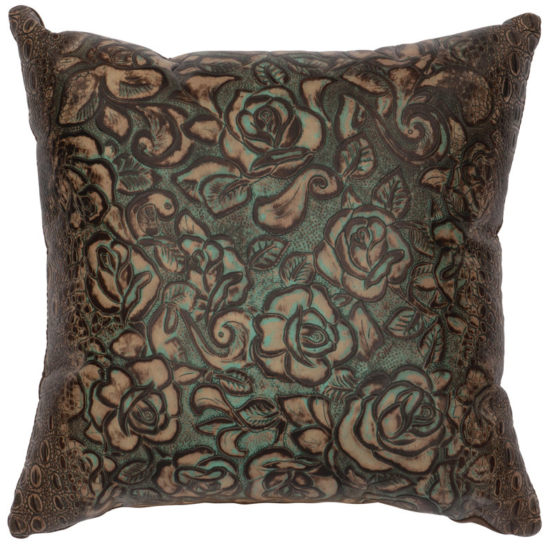 Embossed Cowhide Leather Reversible Square Throw Pillow