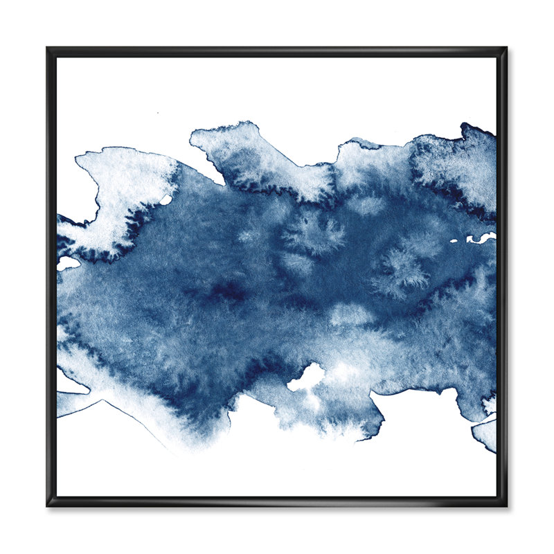 «Abstract Classic Blue II», reproduction d'art sur toile moderne, Cadre flottant noir, H 36 po x l 36 po x P 1 po
