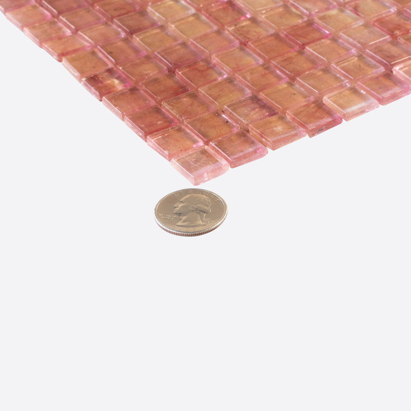 Skosh 0.6" x 0.6" Glass Grid Mosaic Wall & Floor Tile, Foxy Pink