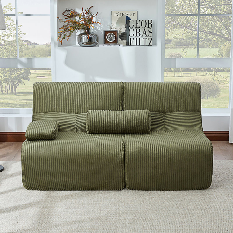 Canapé modulaire moderne, canapé désossé, canapé confortable, causeuse, Green Corduroy