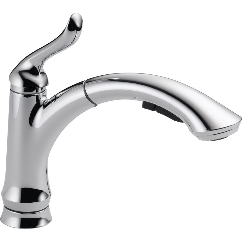 Robinet d'évier de cuisine à bec rétractable Linden, Chrome chrome, Sans distributeur de savon