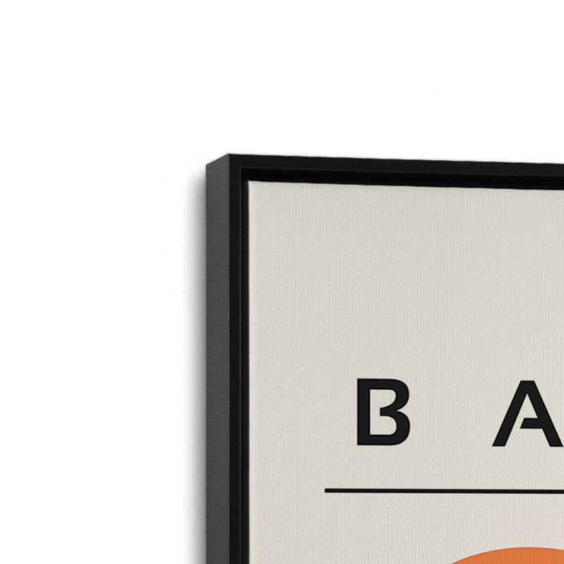 Ensemble de 2 rétro et circuits orange Bauhaus, Cadre flottant noir satiné, H 30 po x l 42 po