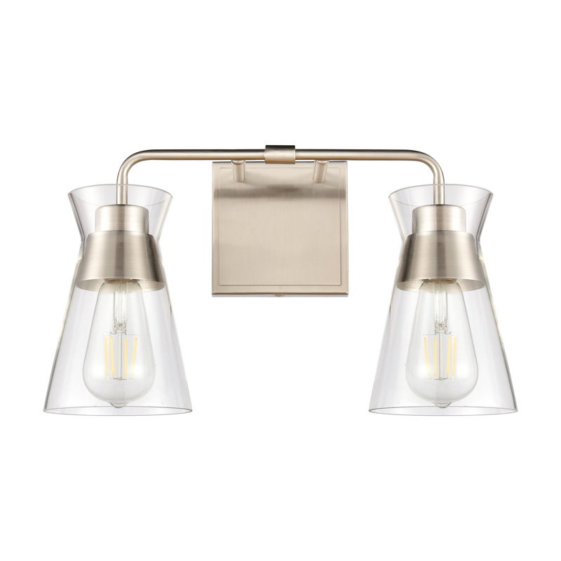 Satin Nickel 2-Light Vanity Fixture with Clear Glass Shades