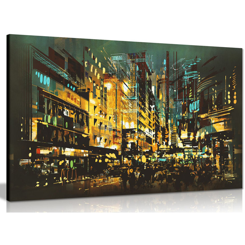 Night Scene - Wrapped Canvas Print, 51cm H x 76cm W