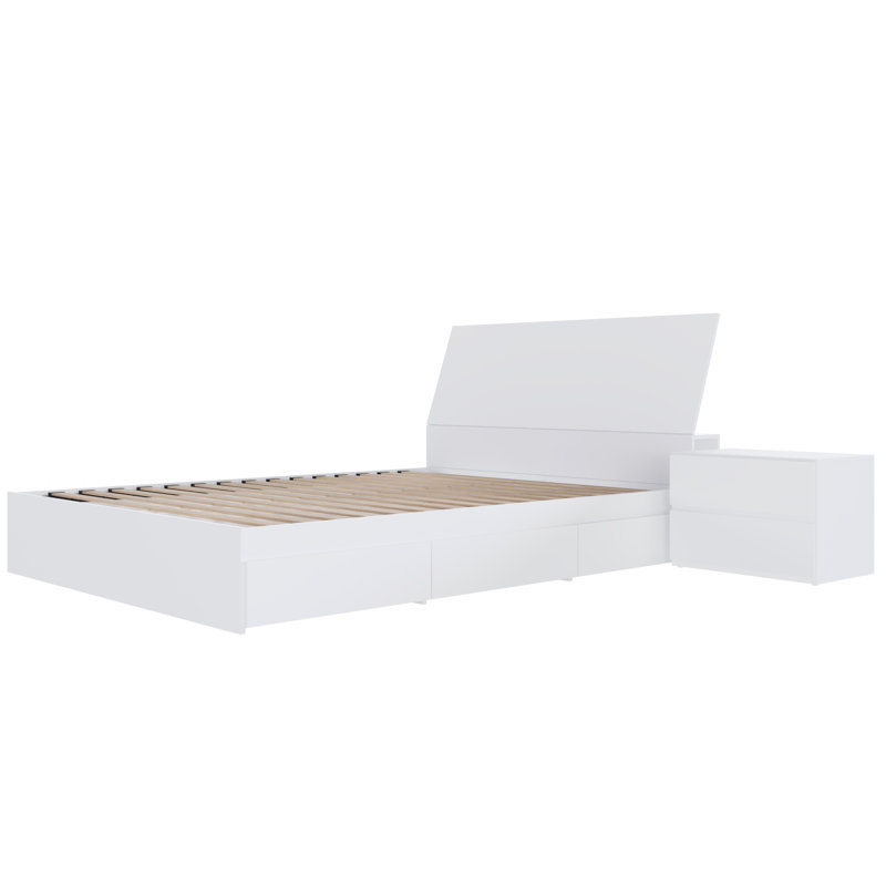 Ensemble de chambre à coucher avec rangement réversible 2 pièces Porter, Double, Blanc