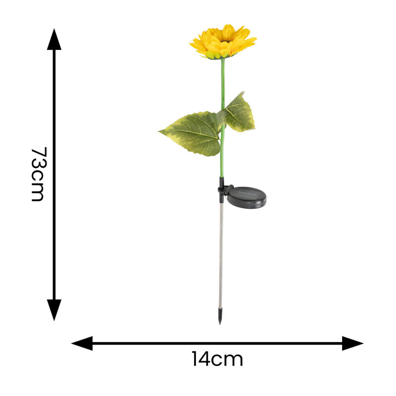 Yellow Sunflower Solar Powered Outdoor Spike Light Satin Solar Powered Integrated LED Pathway Light
