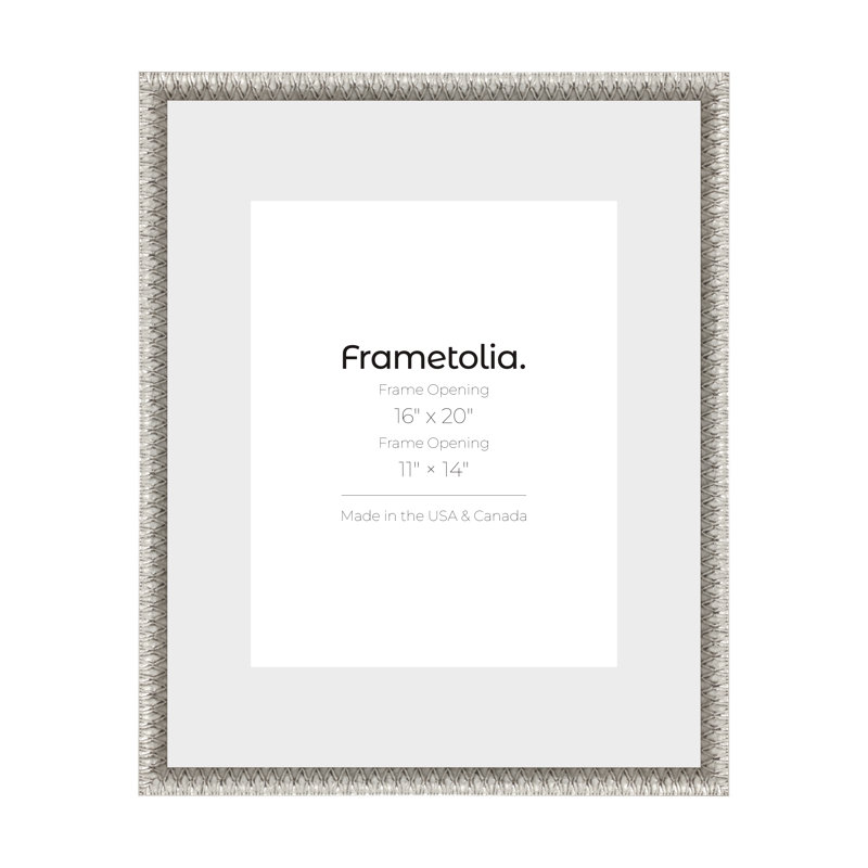  Cadre mural Frametolia Art Deco - largeur 1-1 / 8 po - passe-partout étroit, 16 po x 20 po, Argent argent