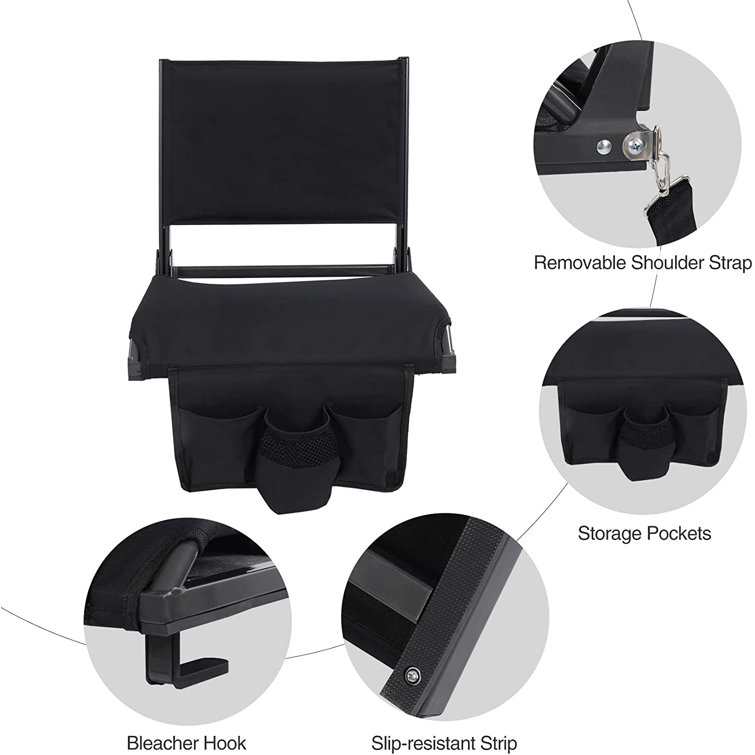 Sheenive Stadium Seats for Bleachers with Back Support, Bleacher Seats with  Backs and Cushion Wide, Portable Folding Padded Comfort Stadium Chair with