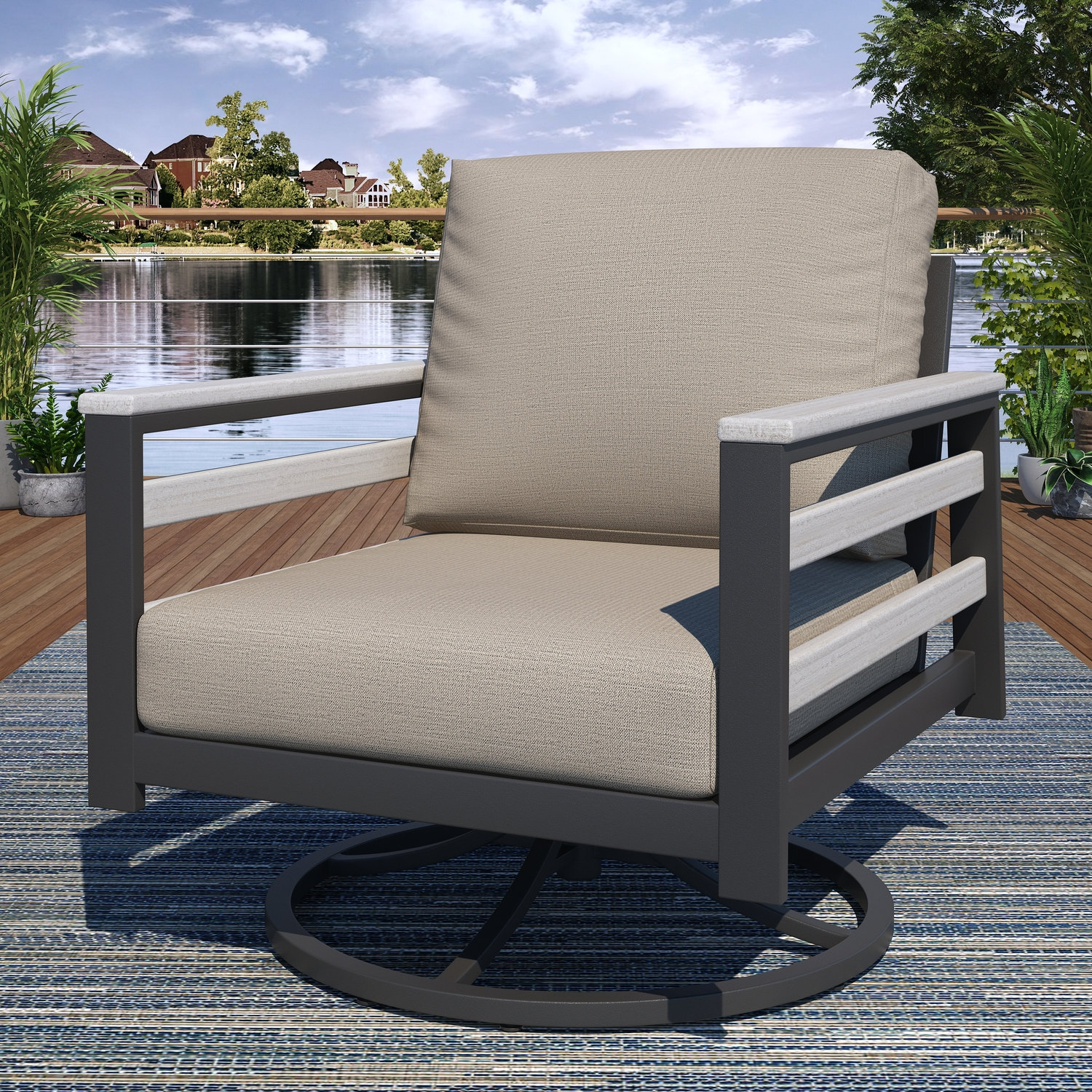 Townsend 7 - Person Patio Conversation Set with Sunbrella® Cushions, Cast Silver Sunbrella®