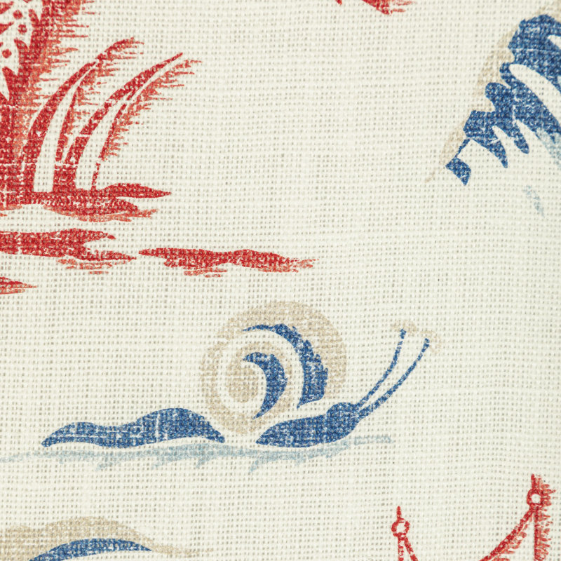 Manoir Valensole 100% Linen Fabric, Red/Blue