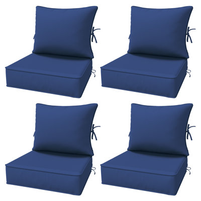6.5″ Outdoor Replacement Cushion Set, Deep Seating Seat / Back Cushion Set, 24″W X 24″ D, Set Of 4