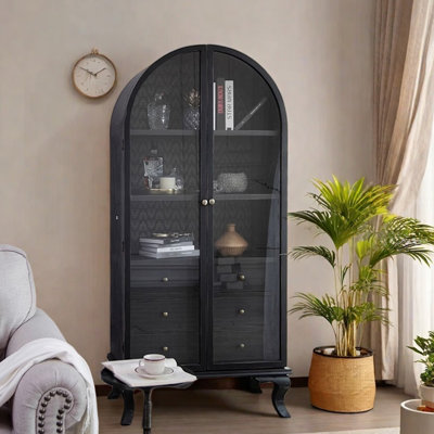 Vitrine en bois massif noir