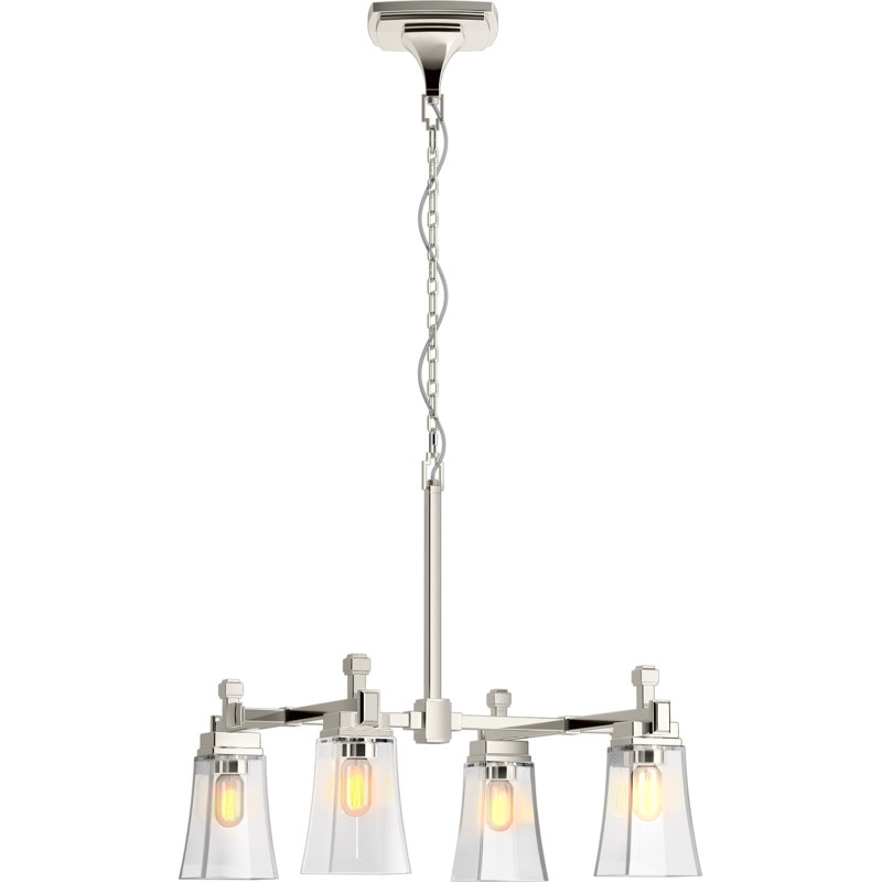 Riff 30.5 in. Four-Light Chandelier, Polished Nickel