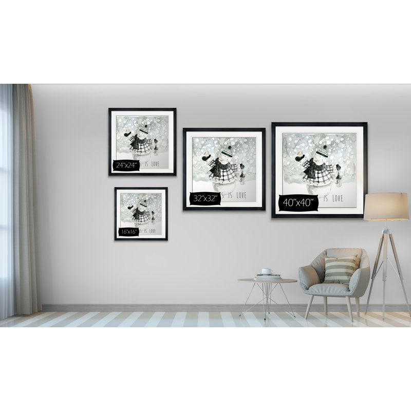 « christmas is love », peinture, H 16 po x l 16 po x P 1,5 po, Cadre noir
