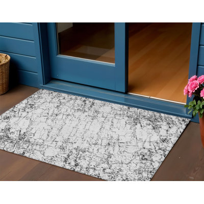 Tapis intérieur lavable abstrait 3 pi x 5 pi blanc