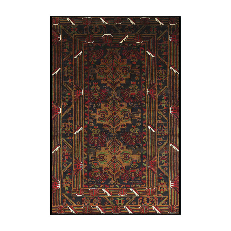 Tapis brun à motif oriental, Rectangle 2 pi x 4 pi