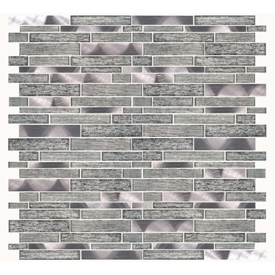 Lavera Noire Interlocking 12 in. x 12 in. Glass Metal Blend Mosaic Wall Tile