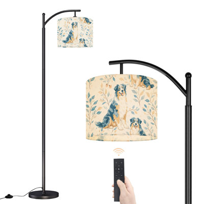 Lampe sur pied à arc avec abat-jour réglable Berger bleu doux Lampe florale sur pied 3 températures de couleur à intensité variable avec poteau pour la chambre à coucher