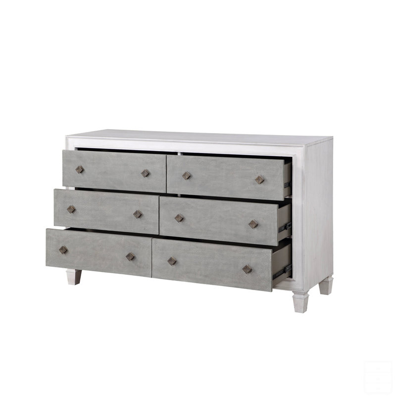Commode rustique gris et blanc vieilli