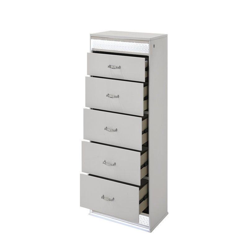 Commode 5 tiroirs de style moderne en bois blanc