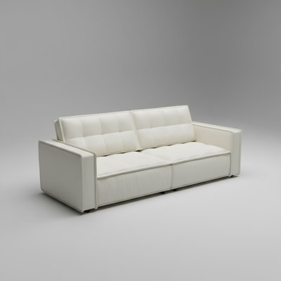 95" Genuine Leather Sofa With Solid Wood Frame, Modern Tufted Design, Spacious Seating