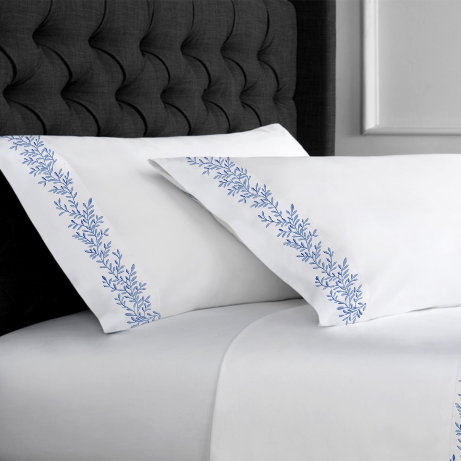 Canberra Pima Cotton Sheet Set, Full Sheet Set with 2 Pillowcases, Blue
