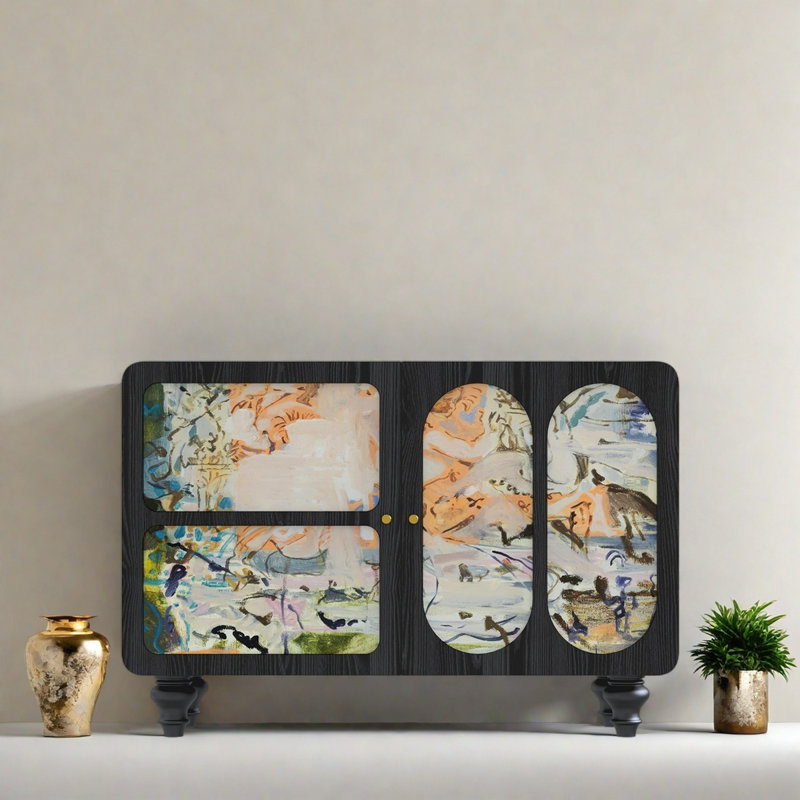 Armoire de rangement American Abstract Line, Noir