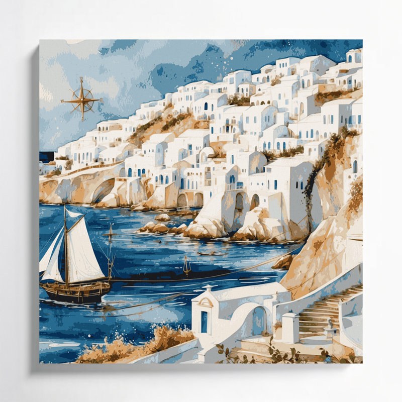 Art nautique sur toile beige, H 16 po x l 16 po