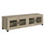 Meuble TV Heron en pin vieilli de 79 pouces (200 cm) pour téléviseurs jusqu'à 85 pouces (216 cm), console multimédia en bois d'ingénierie avec étagères réglables et portes vitrées-972771310