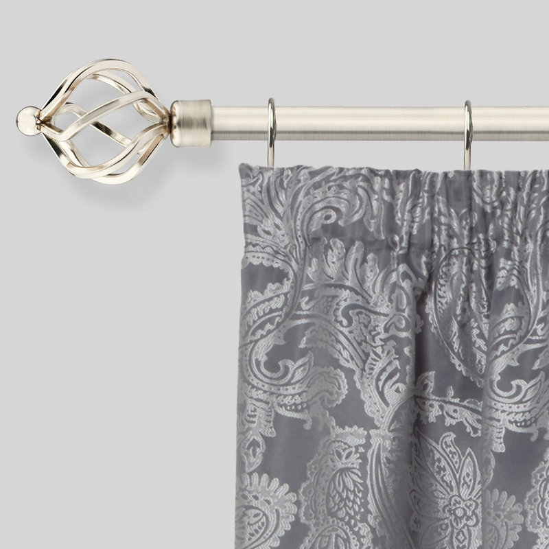 Abeer Adjustable 2cm Single Curtain Pole, Brushed Silver, 1.2 - 2.1m