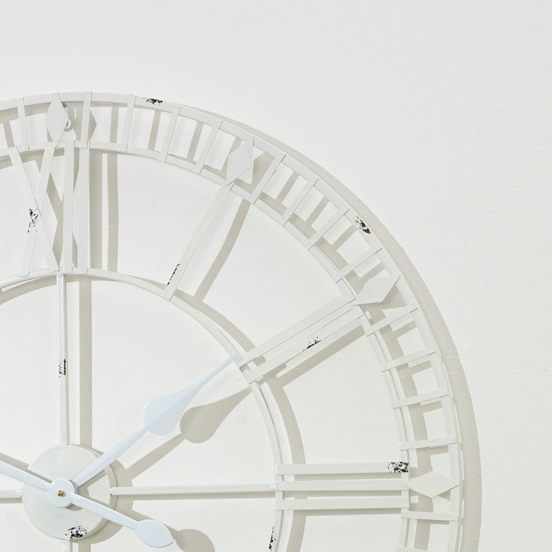 Lowman Metal Wall Clock, White, Large