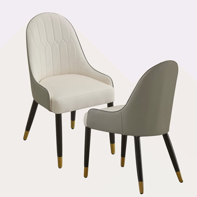 Modern Dining Chairs Set Of 2 Pcs Faux Leather Dining Chair With Metal Legs For Living Room/Dining Room/Reception Room