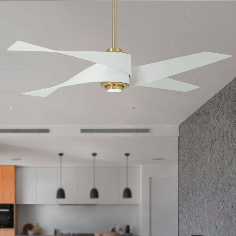 60" 4 - Blade LED Standard Ceiling Fan with Remote Control and Light Kit Included