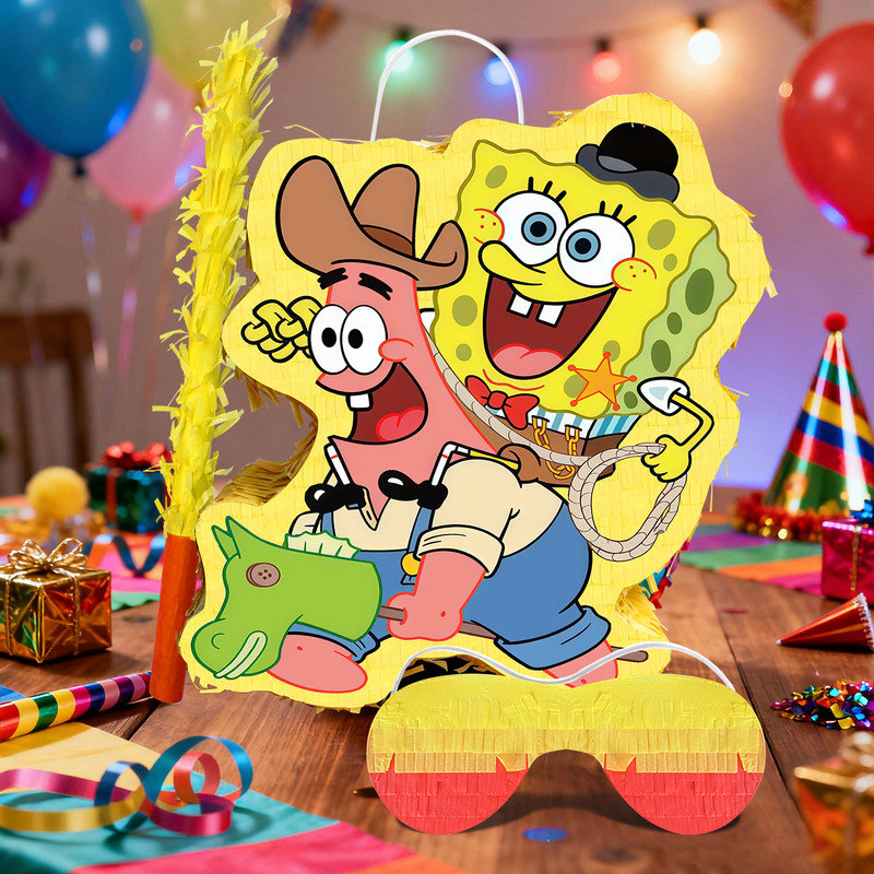 4 Pcs SpongeBob SquarePants Piñata,SpongeBob Themed Party Pinata Bundle