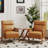 Upholstered Accent Chair With Rattan Arms And Solid Wood Legs-1088208143