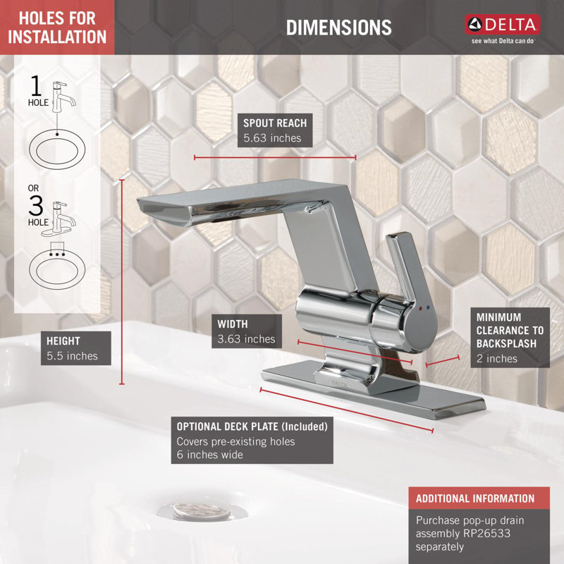 Pivotal Single Hole Bathroom Faucet, Chrome