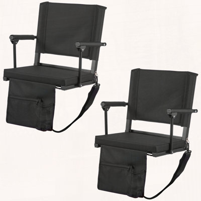 Set of 2 Portable Bleacher Seats with Armrests & Cup Holder