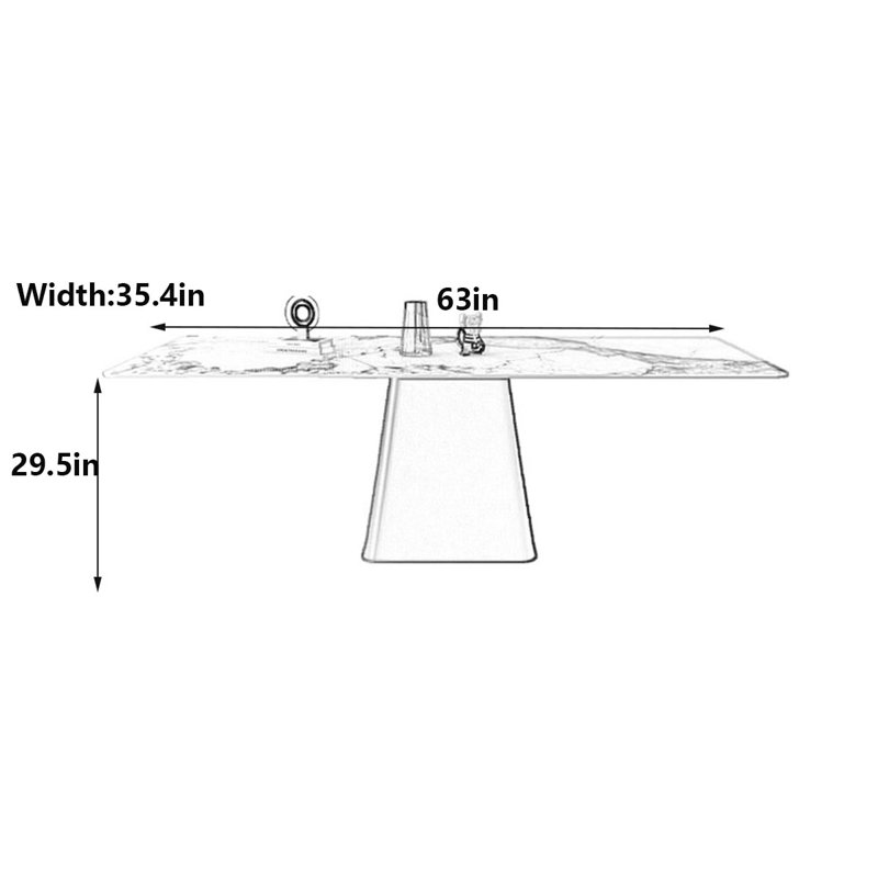 Table rectangulaire Modern Luxury, H 29,5 po x L 63 po x l 35,4 po