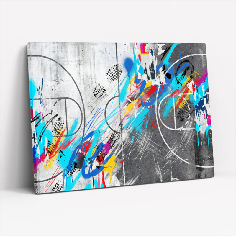 Graffiti abstrait, reproduction d'art sur toile, ensemble de 1, H 28 po x l 40 po, Toile tendue