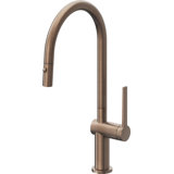 Pull-Down Kitchen Faucet With Button Sprayer - High Arc Spout