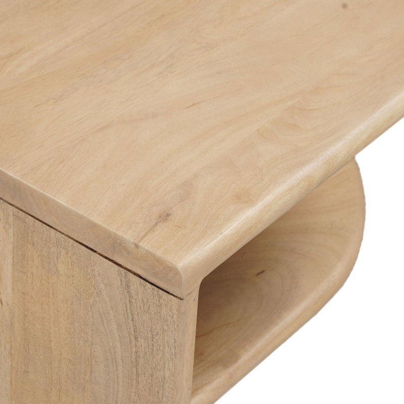 Table de bout en bois massif naturel 22 "avec tablette