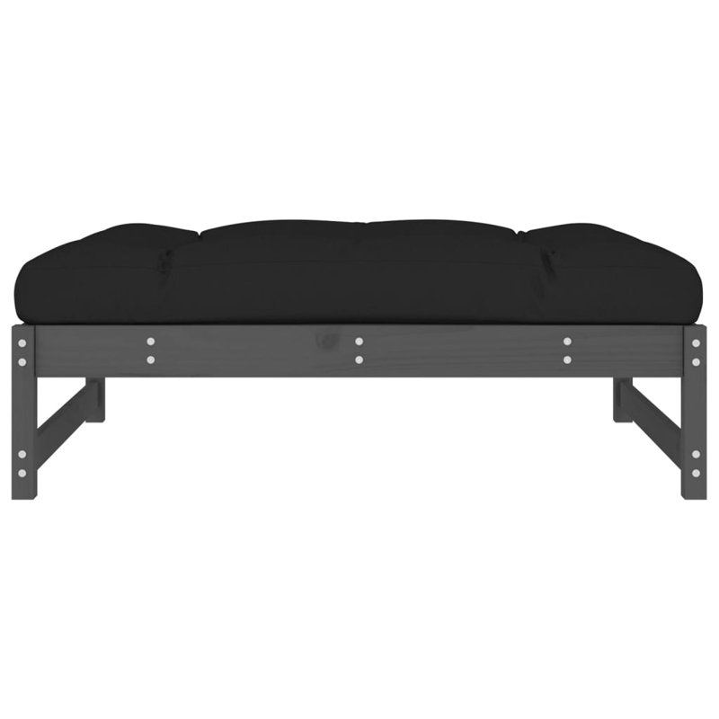 Assiah Solid Wood Outdoor Bench, Grey, Black