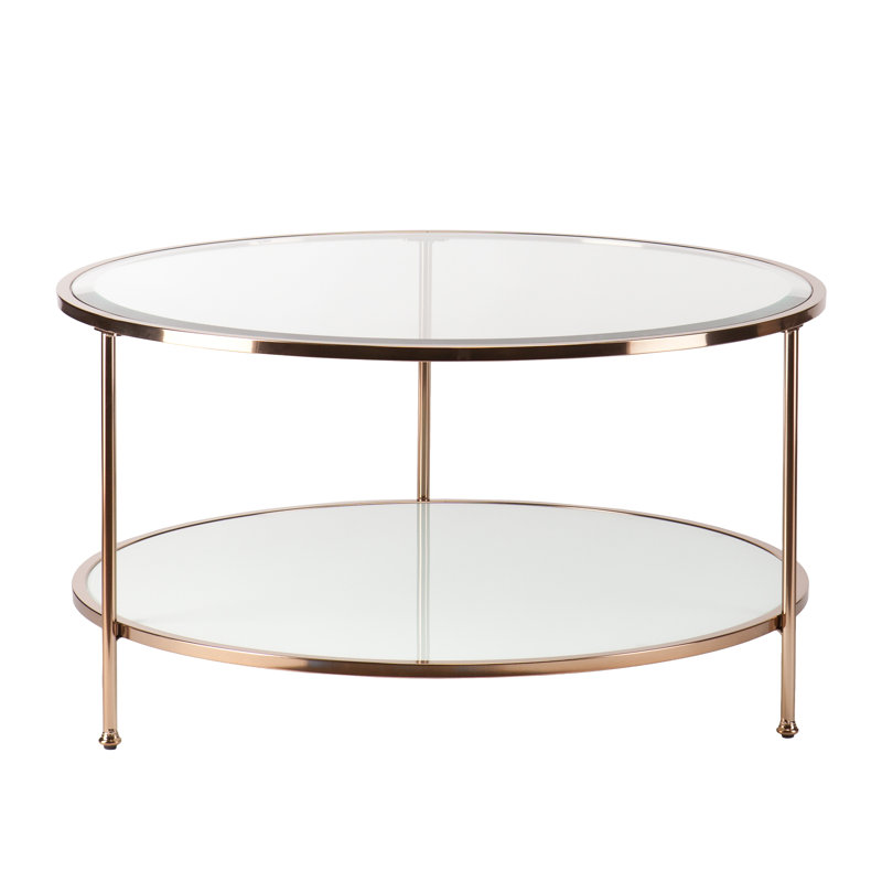 Linvel Glass Top Coffee Table, Antique Rose Gold