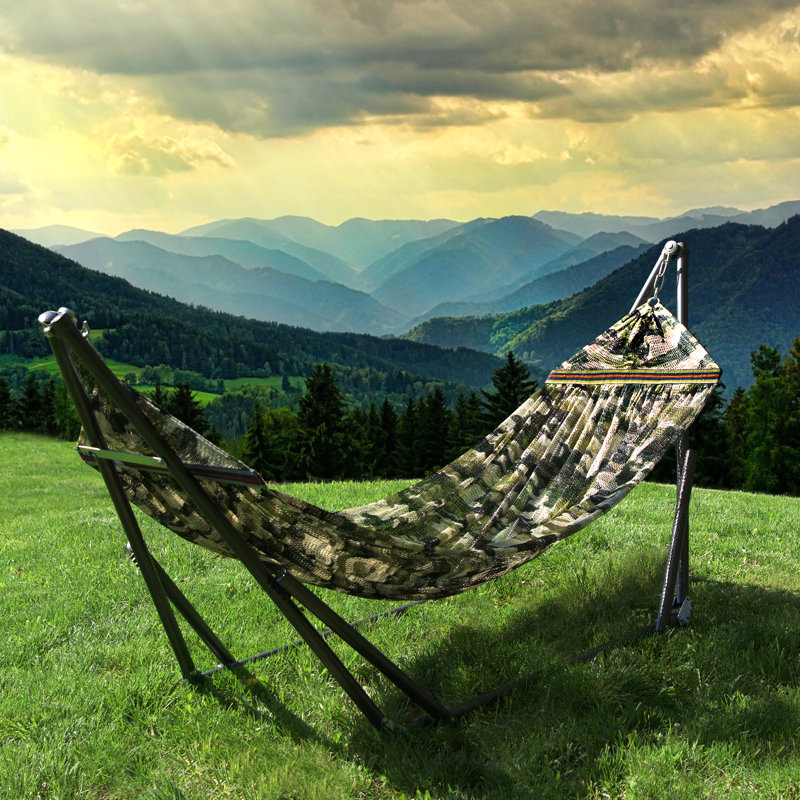 Govan Portable Camping Hammock with Stand, Navy, 86" L x 33"W x 39" H