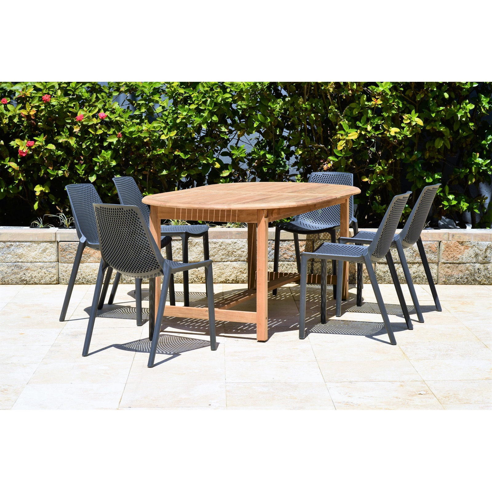 Anautica 79" Teak Patio Dining Set, Gray